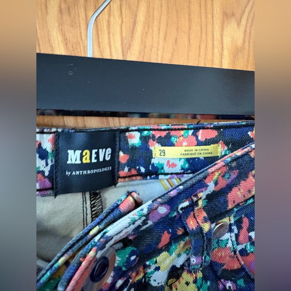 Anthropologie Maeve Gardenia Ultra High-Rise floral Slim Straight Jeans 29 - Picture 6 of 14